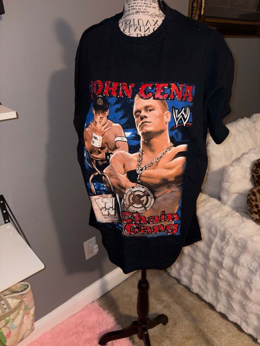 Vintage Y2K WWE John Cena Chain Gang 'Word Life' Rap Tee T-Shirt XL
